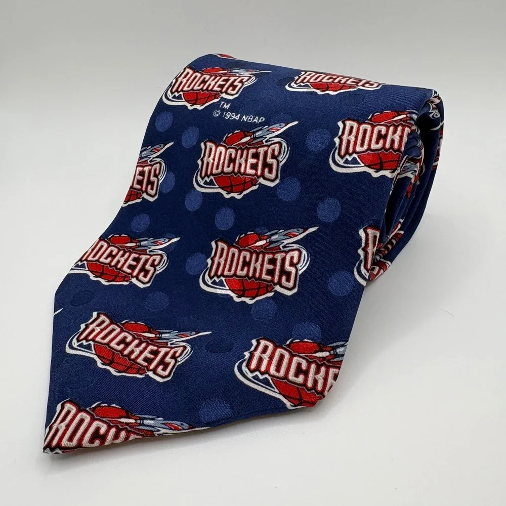 Vintage Houston Rockets 1994 Neck Tie NBAP AOP Tie Made‎ in the USA by RM Sport